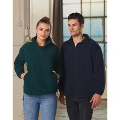 Unisex Anti Pill Polar Fleece Half Zip Pullover