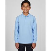 Kids UPF 50 Poly Cotton Pique Long Sleeve Polo