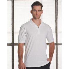 Mens Tight Pique Knit Polo Cotton Polyester Blend