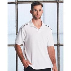 Mens Easy Fit Pure Cotton Contrast Piping Polo