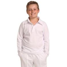 Kids TrueDry Mesh Cricket Polo Long Sleeve