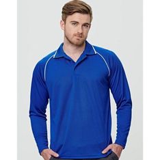 CoolDry Mesh Raglan Long Sleeve Polo for Men