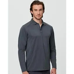 Mens Bamboo Charcoal Long Sleeve Polo with UPF Protection
