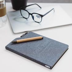 PlanetScribe Recycled RPET A5 Notebook with Bamboo Pen