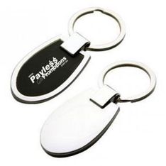 Elliptical Silver Alloy Keyring with Gift Box
