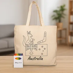 Squiggle Cotton Tote with Eight Piece Crayon Set