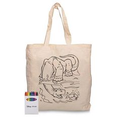 Squiggle Cotton Tote with Eight Piece Crayon Set