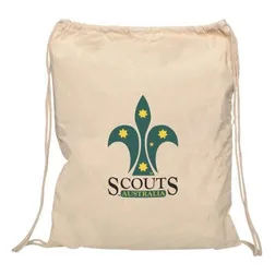 Calico Cotton Drawstring Backpack 140gsm Sustainable Library Bag