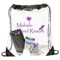 Clear PVC Stadium Drawstring Bag Black Trim