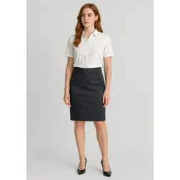 Ladies Mid Waist Stretch Cotton Chino Skirt