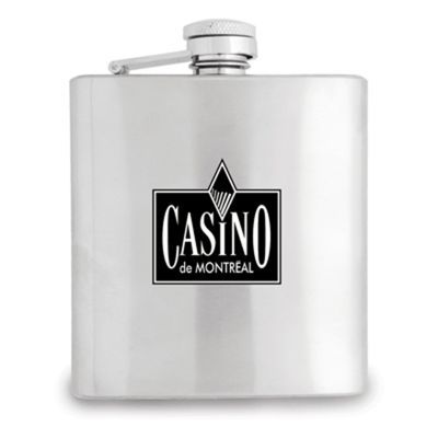 S181 Stainless Steel Printed Whiskey Flasks With Hinged Screw On Top - 180ml