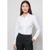 Luxe Ladies Cotton Herringbone Long Sleeve Dress Shirt