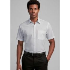 Ambassador Yarn Dyed Stripe Short Sleeve Mens Shirt