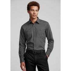 Bondi Mens Long Sleeve Polyester Cotton Poplin Shirt