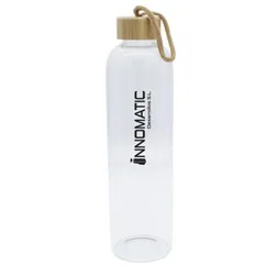 Vidro Borosilicate Glass Bottle with Bamboo Lid 1L