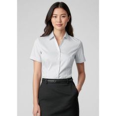 Monaco Ladies Cotton Stretch Short Sleeve Corporate Shirt