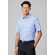Euro Mens Yarn Dyed Stripe Polyester Cotton Shirt