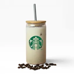 Carnaby Glass Tumbler with Bamboo Lid and Steel Straw
