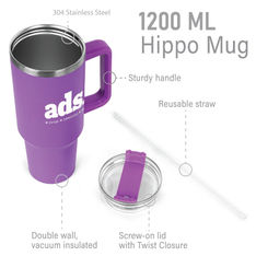 Hippo 1.2 Litre Double Wall Stainless Steel Travel Mug