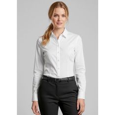 Regent Cotton Herringbone Easy Fit Ladies Long Sleeve Shirt