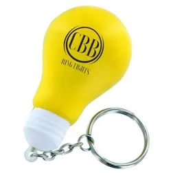 Light Bulb Polyurethane Stress Reliever with Smiling Face Keychain