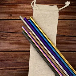 Reusable Stainless Steel Straight Straw 6mm Diameter 215mm Length