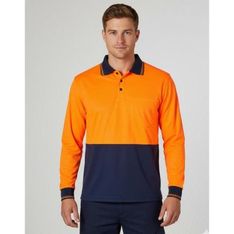 CoolDry Long Sleeve Hi Vis Safety Polo with Contrast Panels