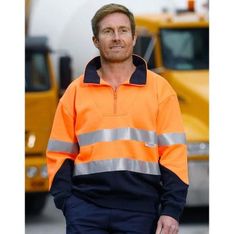 Hi Vis Half Zip Fleece Sweater 3M Scotchlite Reflective Tape