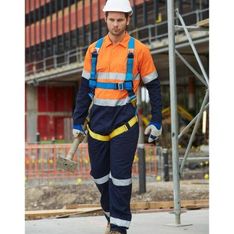 Hi Vis Mens Cotton Drill Coverall with 3M Reflective Tape