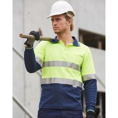 TrueDry Long Sleeve Hi Vis Safety Polo with 3M Reflective Tape