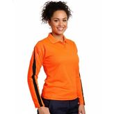 Ladies TrueDry Long Sleeve Hi Vis Polo with Reflective Piping