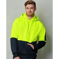 Hi Vis Two Tone Fleece Safety Hoodie with Multiple Pockets