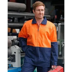 Hi Vis Two Tone Cotton Drill Safety Work Jacket