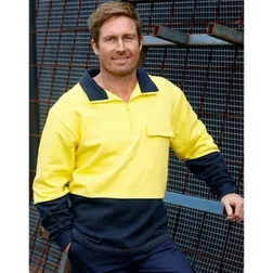 Hi Vis Two Tone Cotton Fleece Half Zip Windcheater