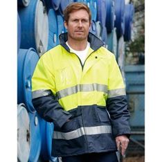 Hi Vis Long Line Waterproof Safety Jacket with 3M Scotchlite Reflective Tape