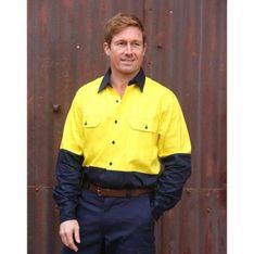 Cotton Drill Long Sleeve Hi Vis Safety Shirt