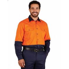 Cool Breeze Hi Vis Two Tone Cotton Safety Work Shirt