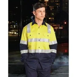 Biomotion Two Tone Cotton Drill Safety Shirt With Reflective Tape
