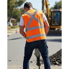 Unisex Warp Knitted X Back Safety Vest with Extended Tail