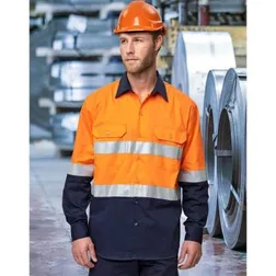 Hi Vis Cool Breeze Long Sleeve Safety Shirt with Reflective Tape