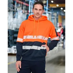 Hi Vis Two Tone Fleece Safety Hoodie with Reflective Tape