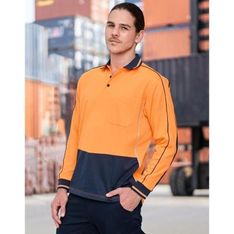 TrueDry Sustainable Cool Breeze Hi Vis Safety Long Sleeve Polo