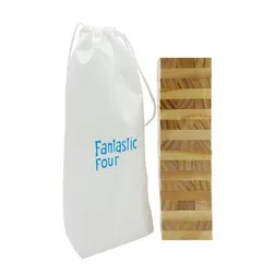 Wooden Tower Stacking Game with Polyester Storage Pouch