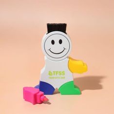 Little Guy Four Colour Plastic Highlighter with Retractable Cleaning Brush
