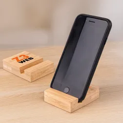 Natural Bamboo Desk Phone Stand with Charging Slot