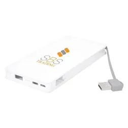 Mercedes White 5000mAh Power Bank Multiple Ports