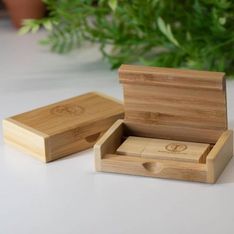Accelty Bamboo Flip Lid Natural Wood USB Gift Box