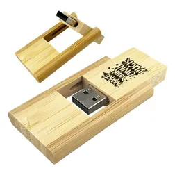 Lance Bamboo 32GB USB 2.0 Flash Drive with Flip Opening