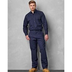 Mens Heavy Cotton Drill Cargo Pants with Removable Knee Pads