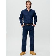Cordura Reinforced Duck Weave Canvas Work Trousers with Cargo Pockets